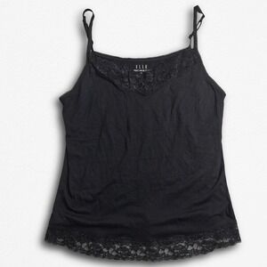 ELLE Black Lace Camisole | Grunge Coquette Layering Tank Top